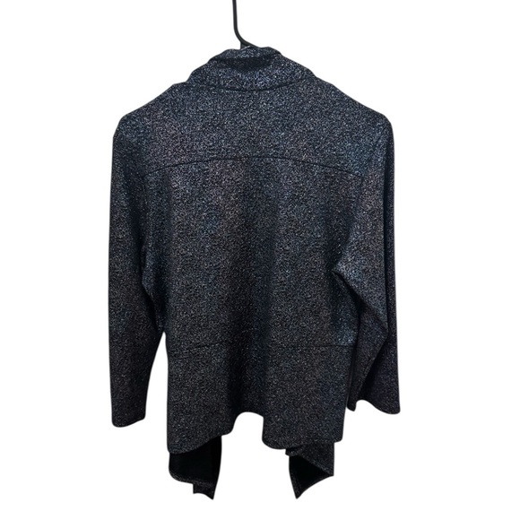 Clara Sun Woo Blue Sparkle Open Front Waterfall Cardigan Size XL - Picture 2 of 5